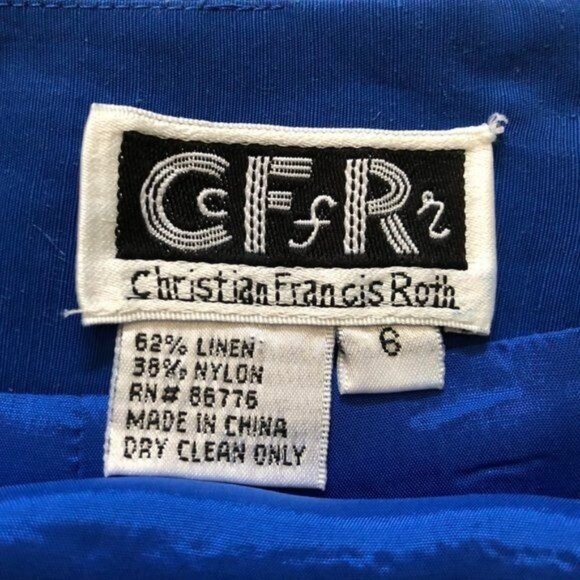 Vintage C.F.R. Women's Vibrant Blue Two-Piece Sleeveless Notch Top & ASkirt Set - Picture 6 of 6